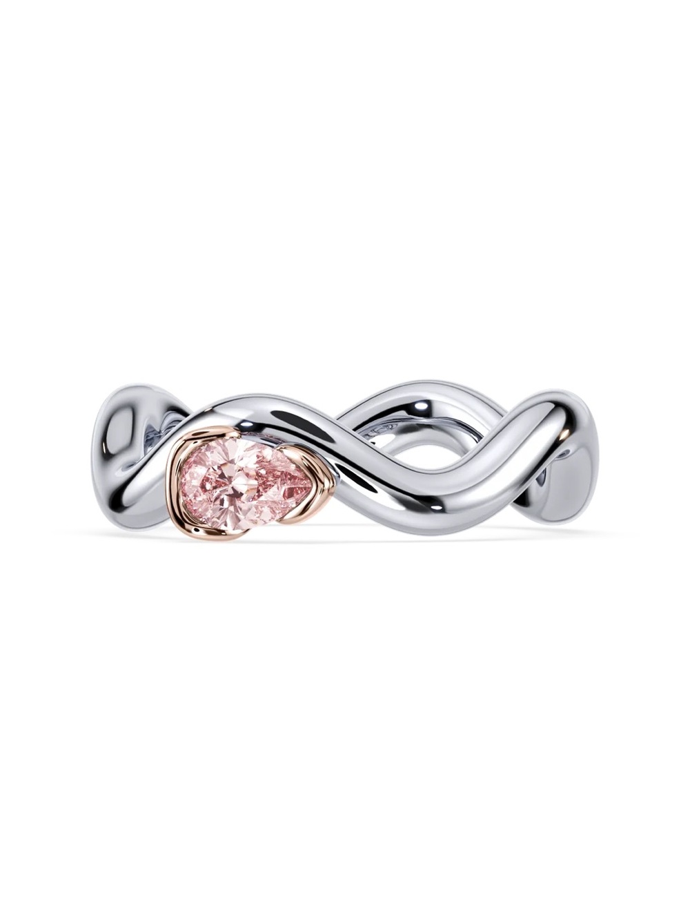 SETTE Coquette Two Toned Pink Pear Pinky Ring Size 4